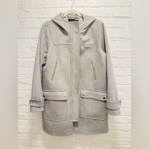 J.Crew Melton Wool size 16 Wool peacoat-style coat with zipper and hood!